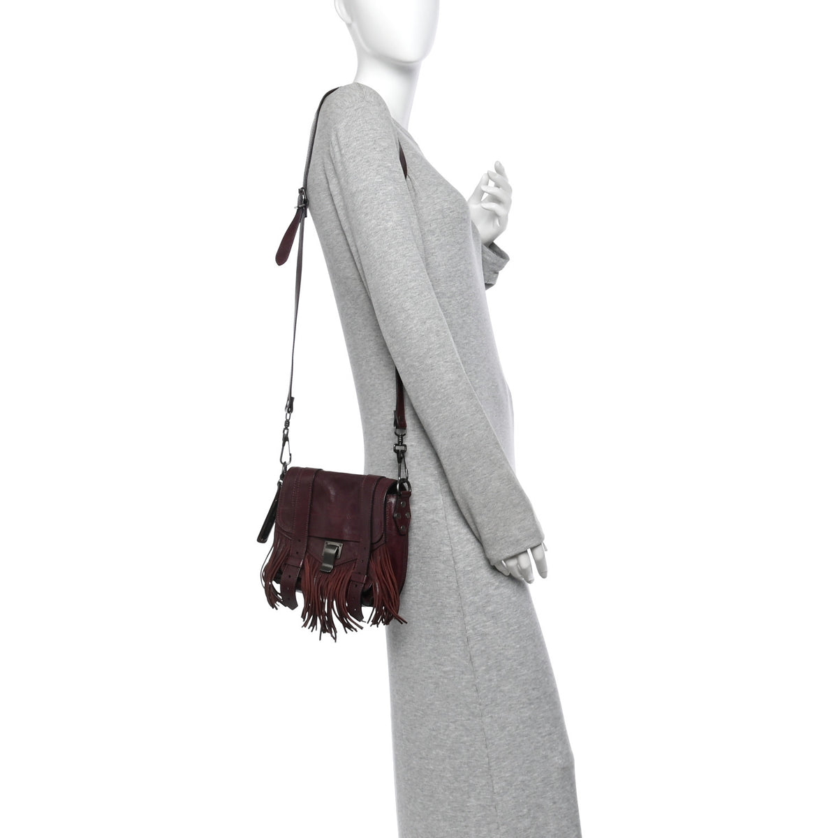 Lambskin Fringe PS1 Crossbody Pouch Oxblood