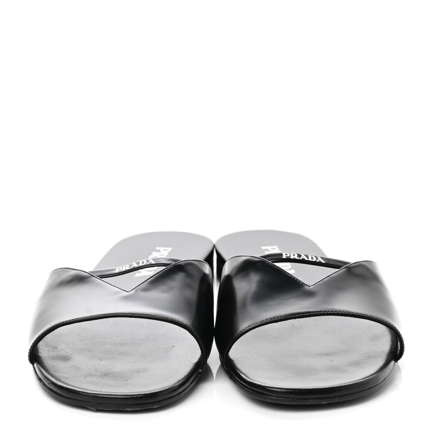 Spazzolato Logo Triangle Cut Out Flat Slide Sandals 38.5 Black