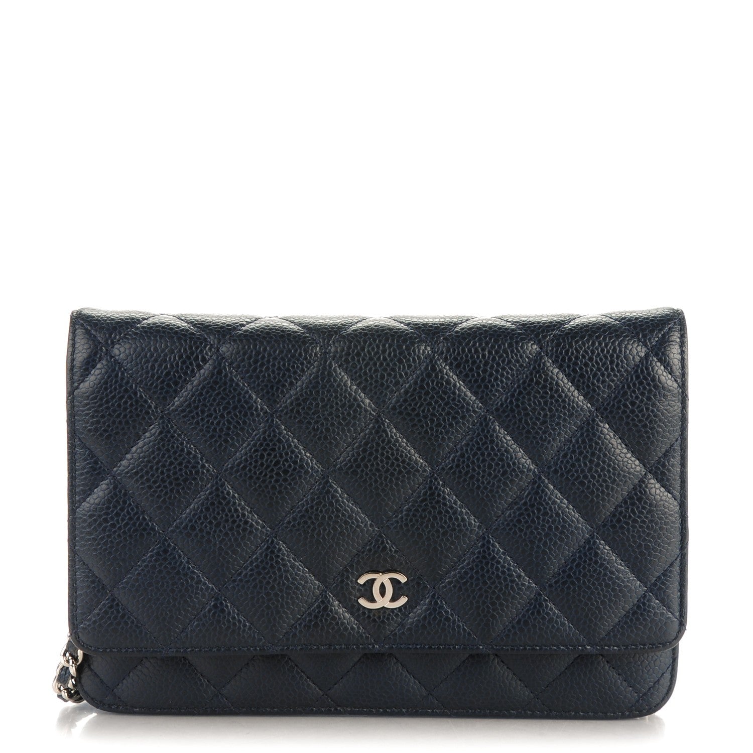 Chanel Caviar Quilted Wallet On Chain WOC Navy Blue 1 of 8