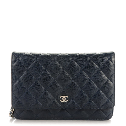 Chanel Caviar Quilted Wallet On Chain WOC Navy Blue 1 of 8