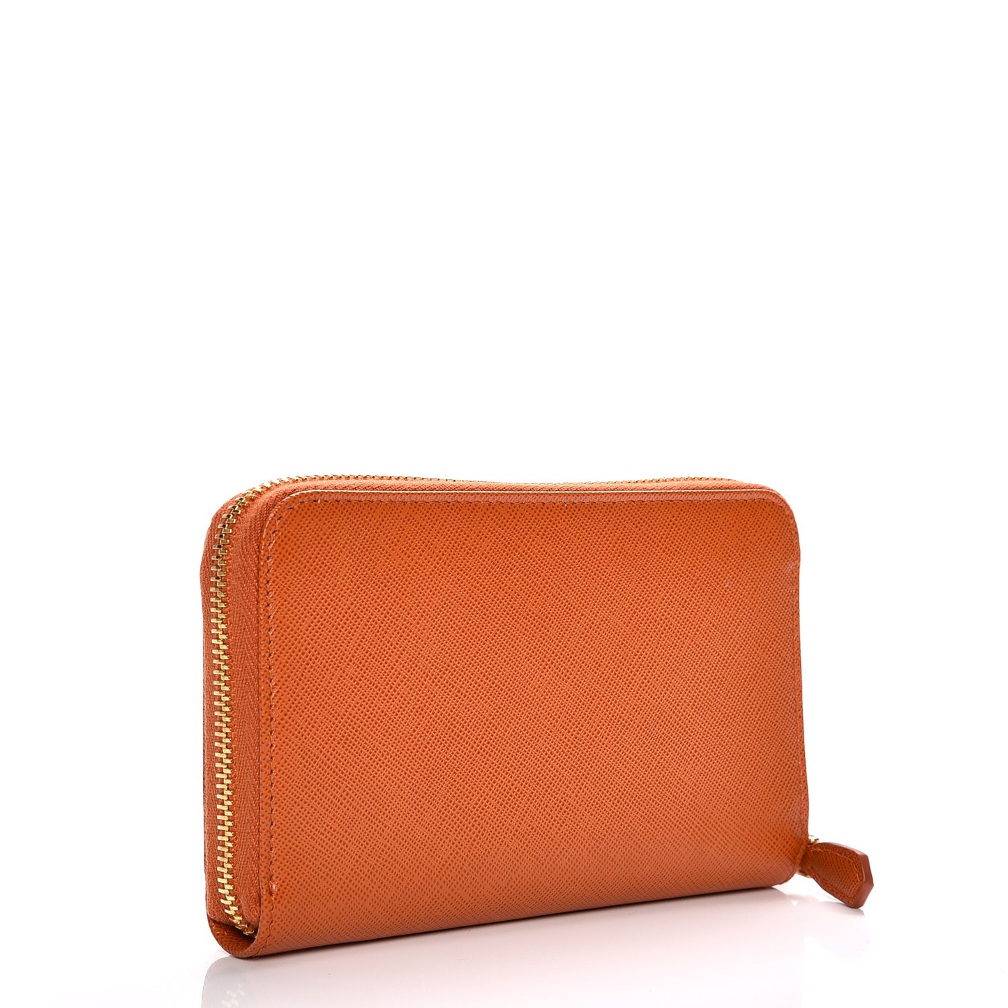 Saffiano Metal Zip Around Wallet Papaya