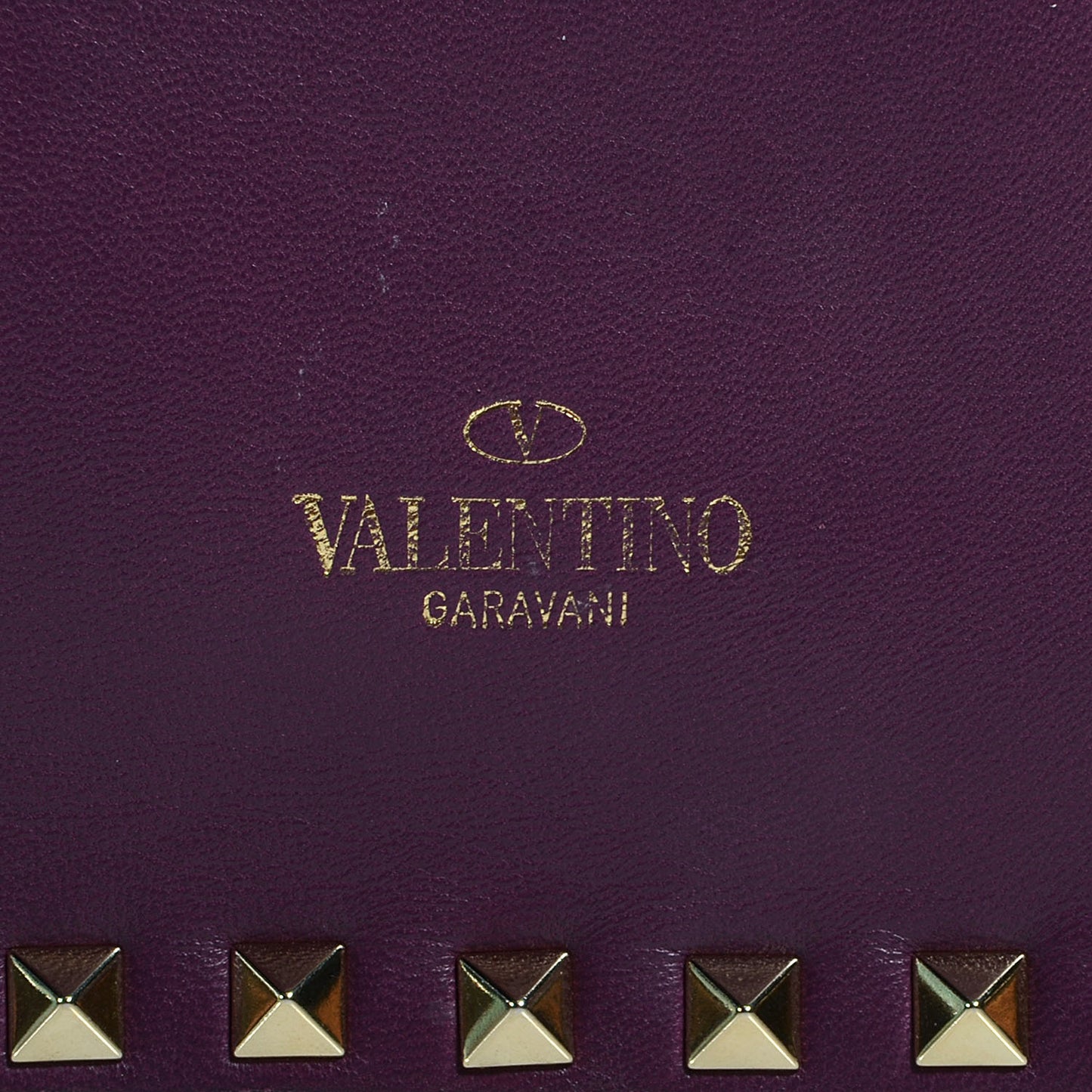 Nappa Rockstud Wristlet Clutch Aubergine
