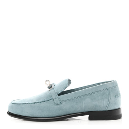 Hermes Suede Goatskin Womens Destin Loafer 36 Vert d'eau 1 of 9