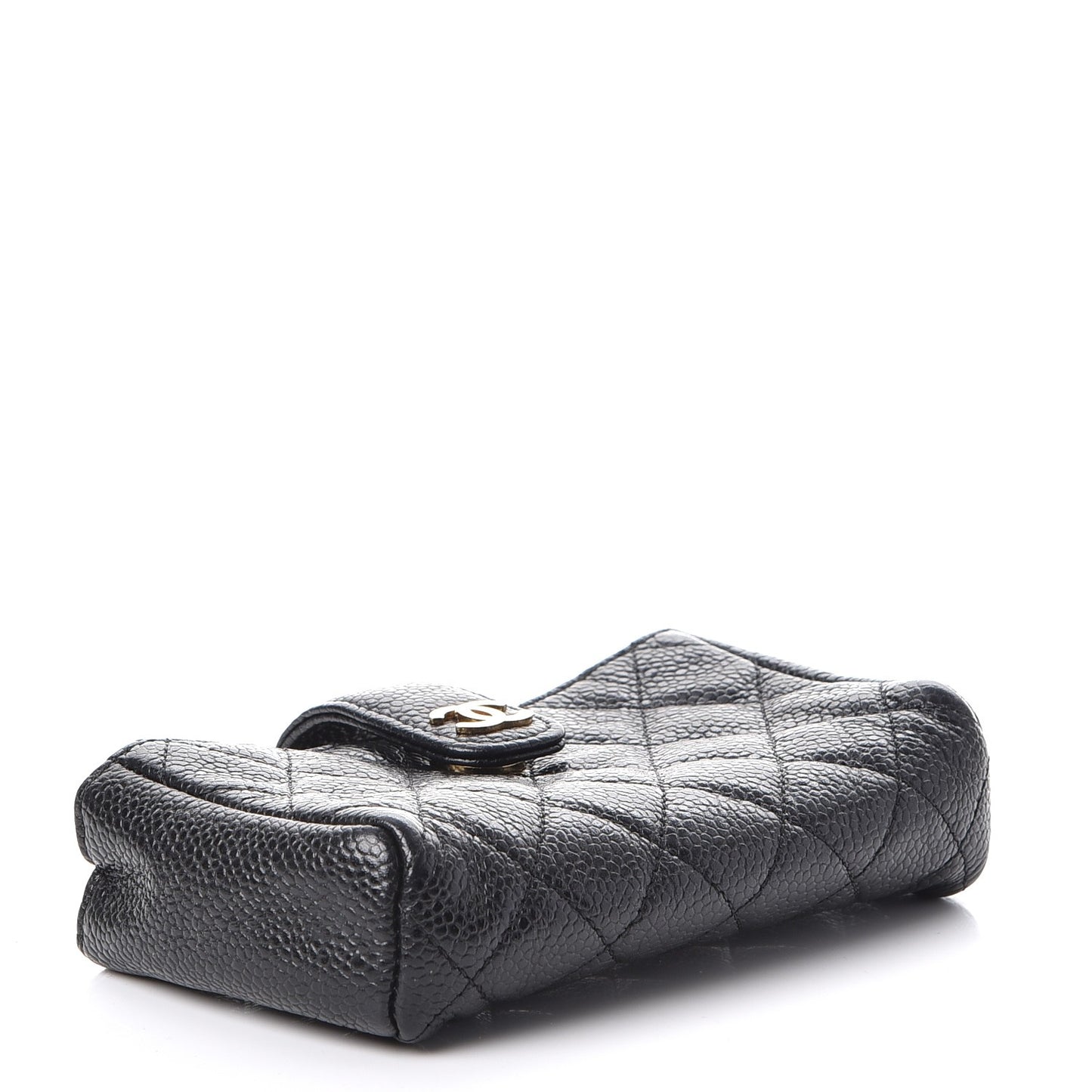 Caviar Quilted Mini Phone Holder Clutch Black