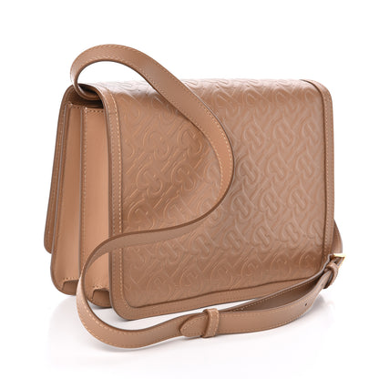 Burberry Calfskin Monogram Embossed Small TB Bag Light Camel 3 of 9