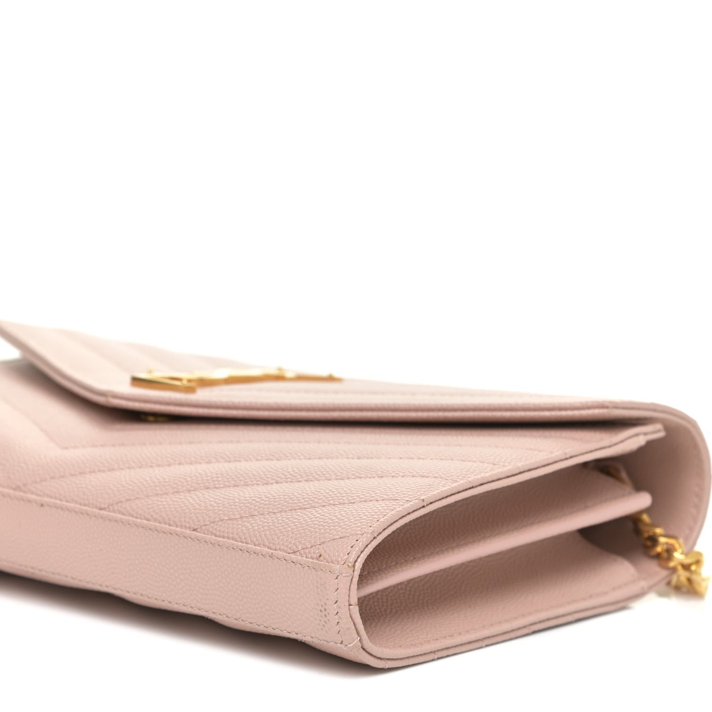 Grain De Poudre Matelasse Chevron Monogram Chain Wallet Pale Blush