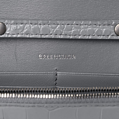 Balenciaga Shiny Calfskin Crocodile Embossed Hourglass Chain Bag Balenciaga Grey 6 of 10