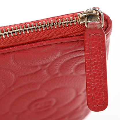 Chanel Caviar Camellia Embossed Cosmetic Pouch Red 9 of 10