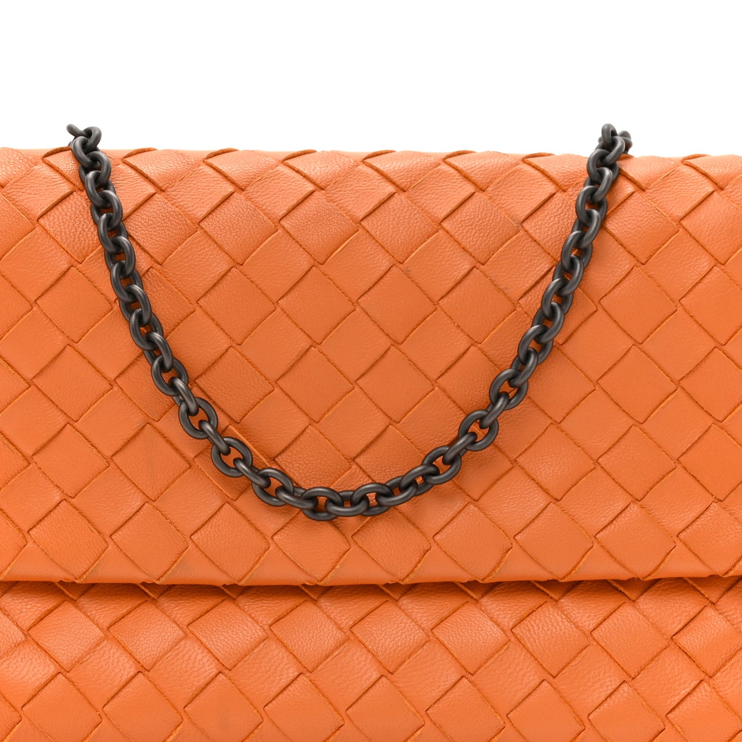 Nappa Intrecciato Small Chain Crossbody Tangerine