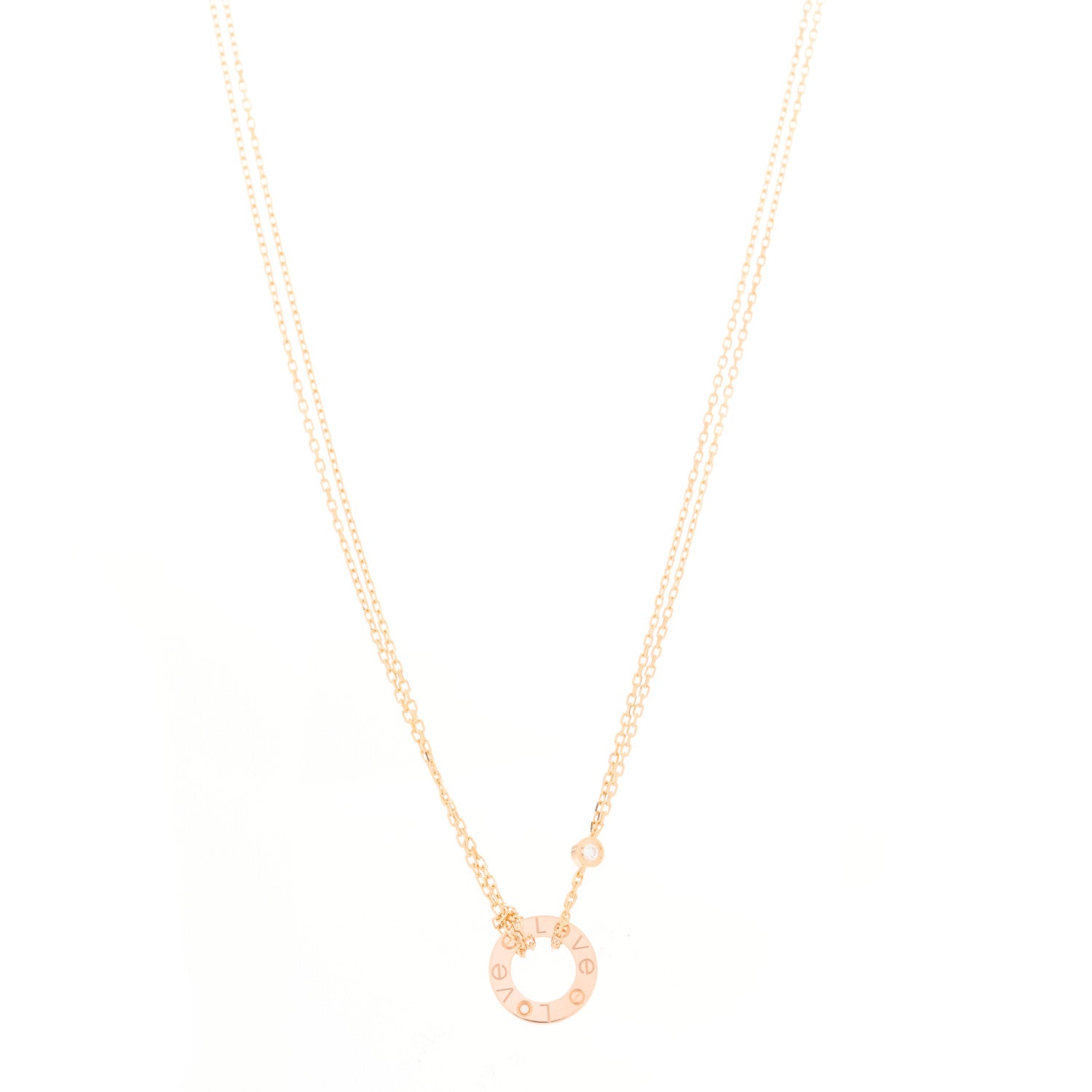 Cartier 18K Pink Gold 2 Diamond LOVE Necklace 1 of 4