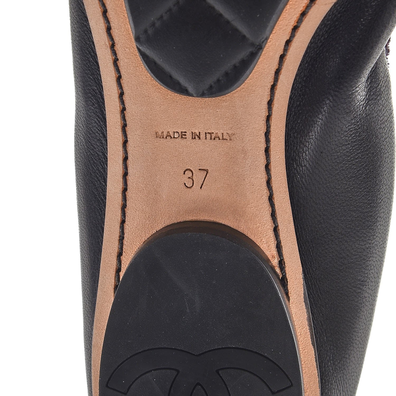 Chanel Lambskin Suede Camellia Cap Toe Ballerina Flats 37 Black 6 of 8