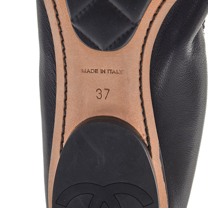 Chanel Lambskin Suede Camellia Cap Toe Ballerina Flats 37 Black 6 of 8