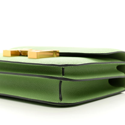 Hermes Epsom Shiny Alligator Lizard Constance 18 Vert Criquet Cactus Beige Sable Ombre 11 of 12