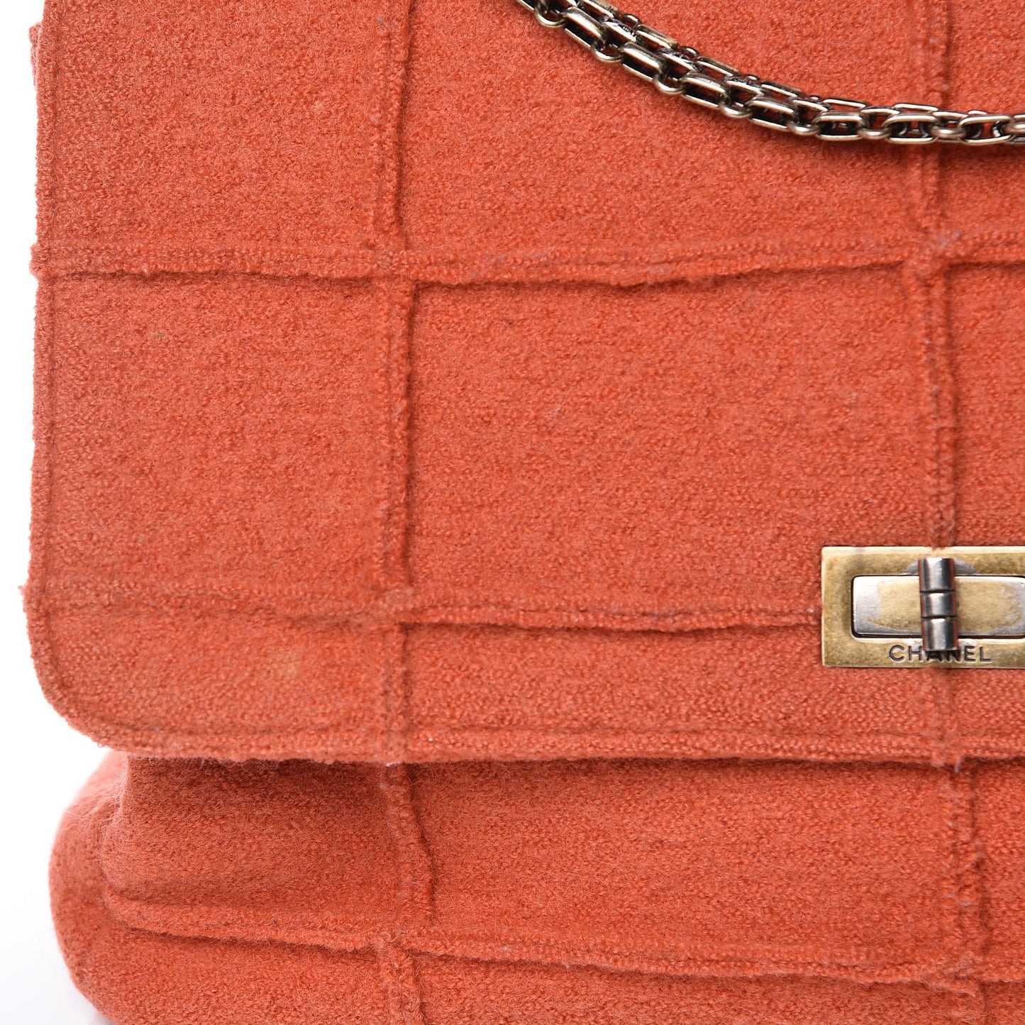 Wool Patchwork Mademoiselle Jumbo Flap Orange