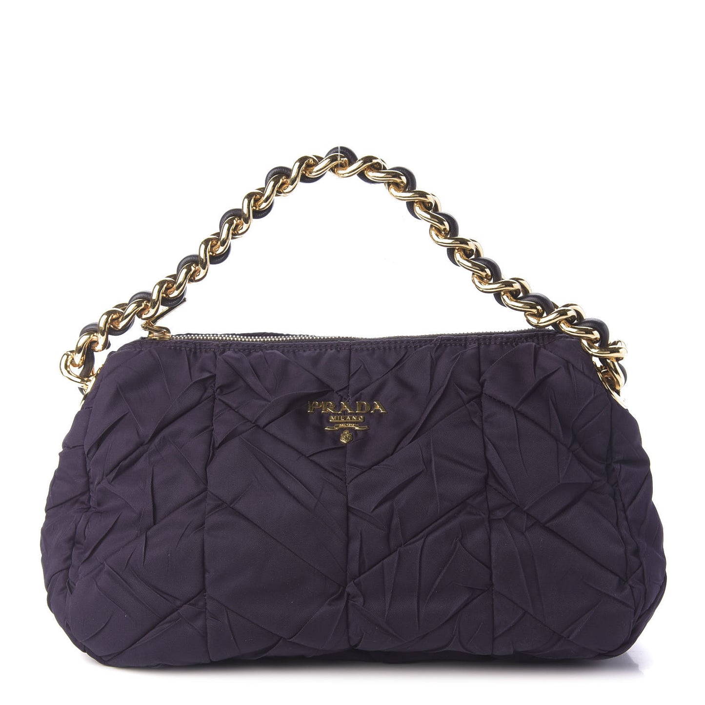 Tessuto Nylon Chevron Quilted Shoulder Bag Plum