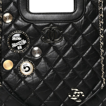 Chanel Aged Calfskin Small Charms Shopping Bag Black 8 of 10