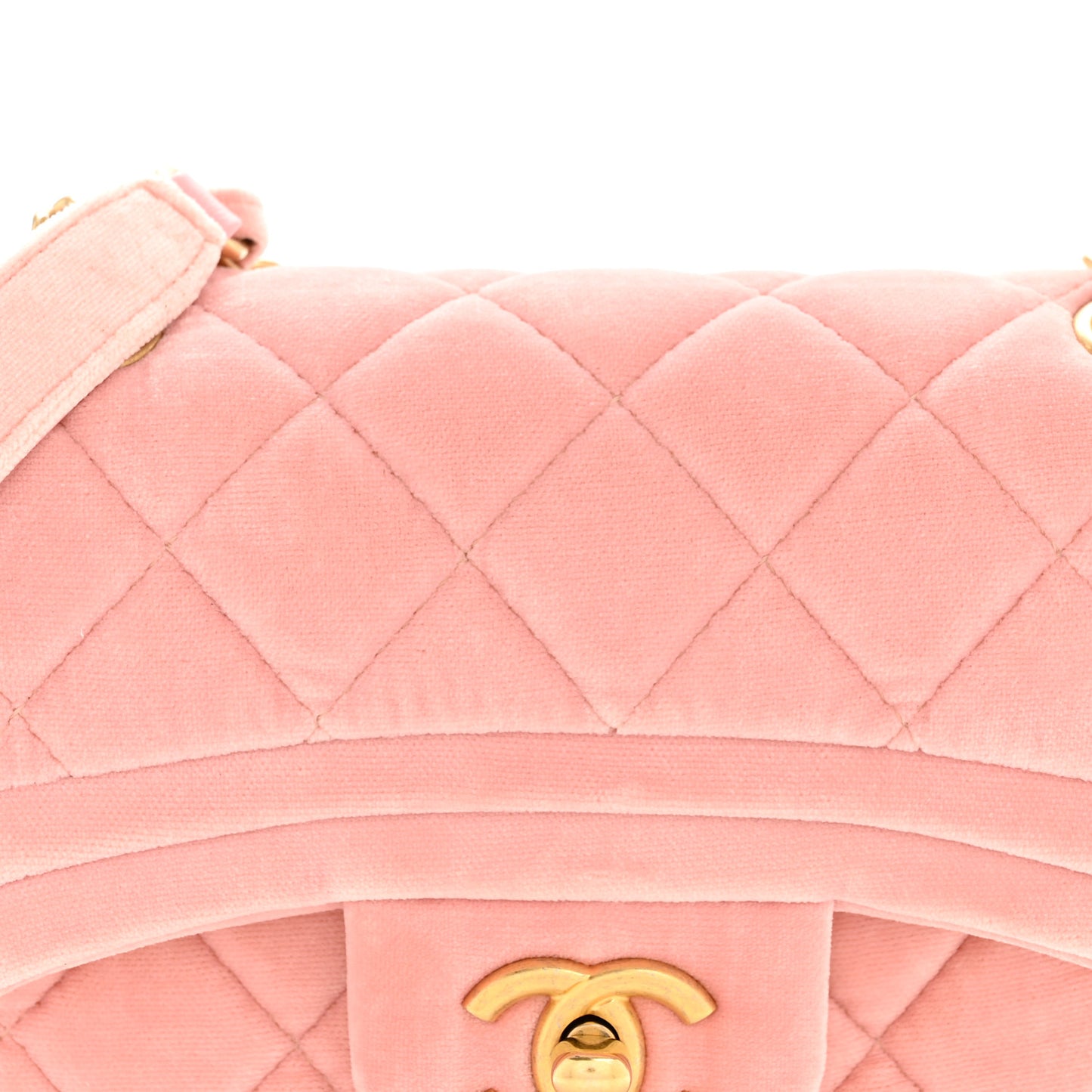 Velvet Quilted Mini Flap Pink