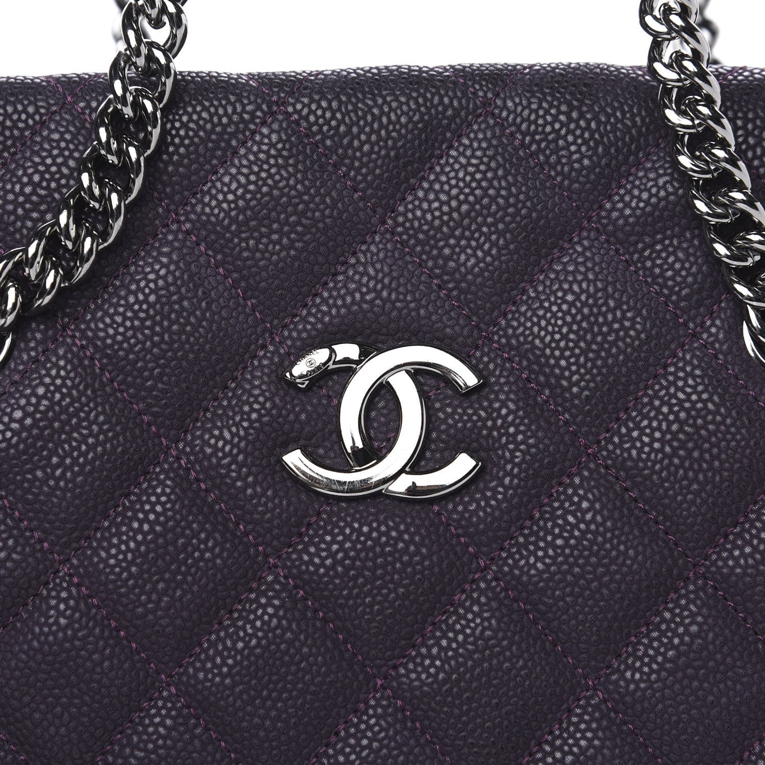 Chanel Iridescent Caviar Quilted Lady Pearly Tote Purple 13 of 13