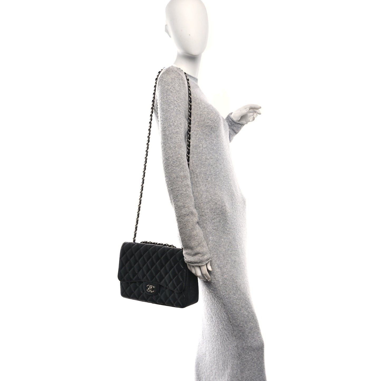 Caviar Quilted Jumbo Single Flap Black