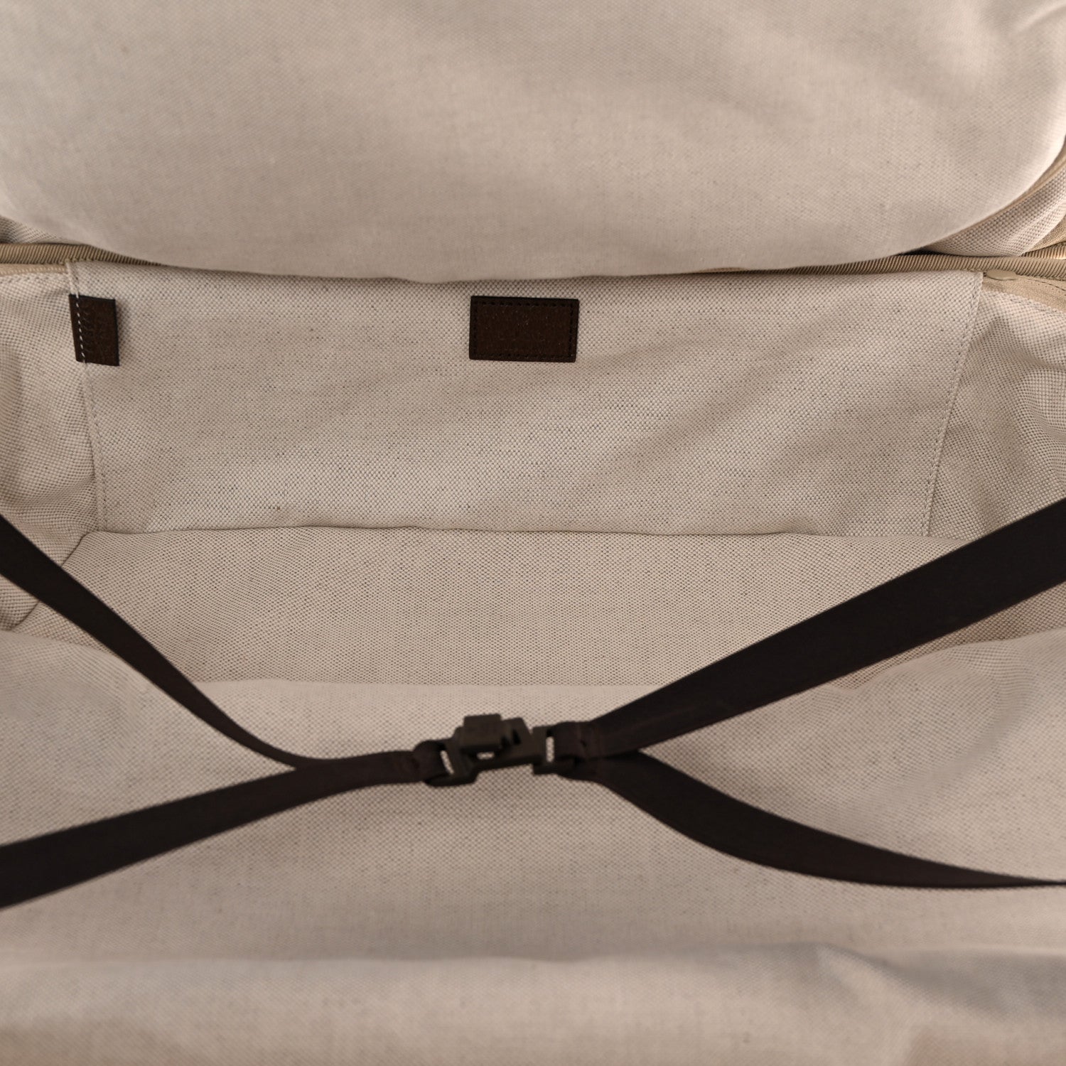 Gucci Monogram Jumbo GG Textured Dollar Calfskin Web Small Savoy Cabin Trolley Camel Ebony New Acero 4 of 11