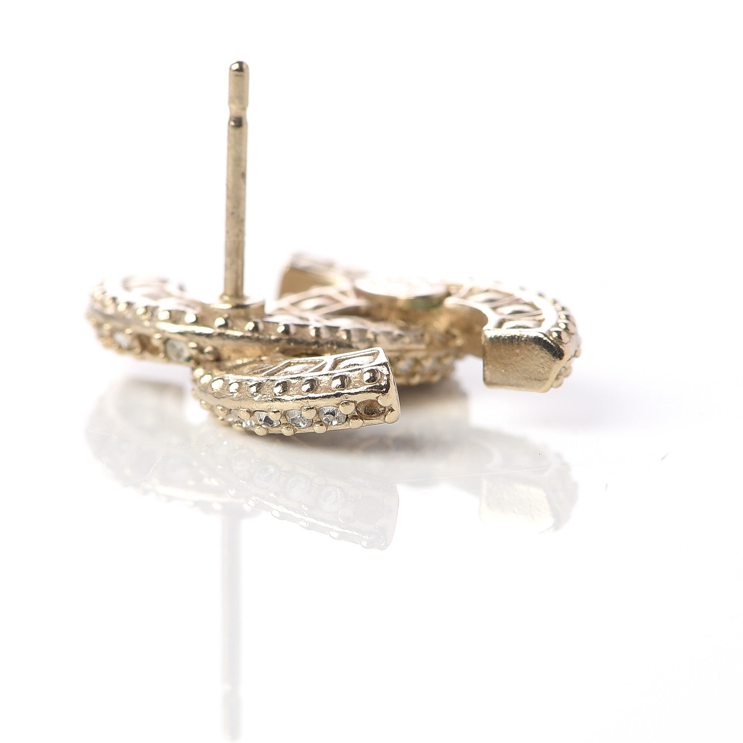 Chanel Crystal CC Earrings Gold 7 of 10
