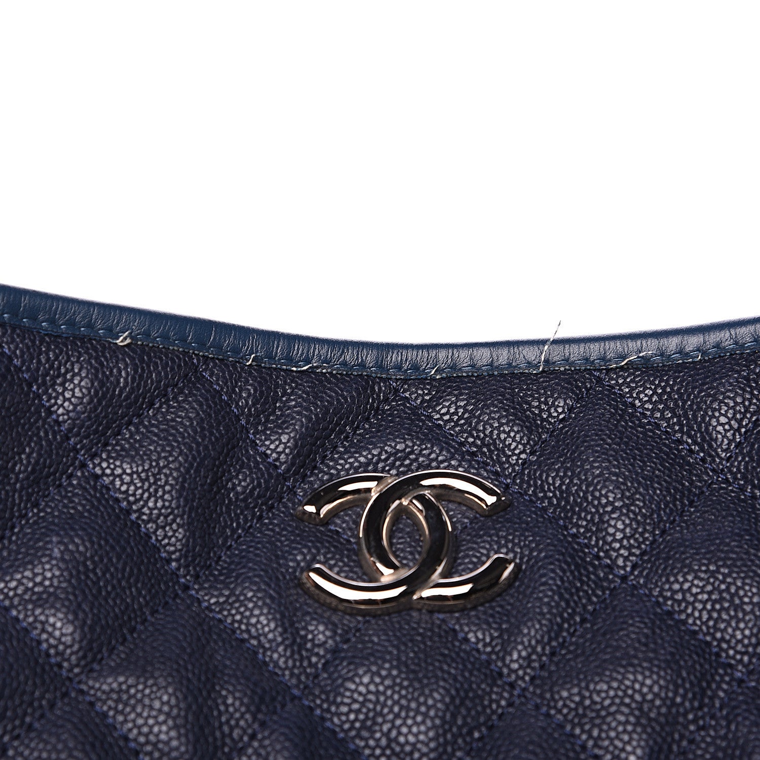 Chanel Caviar Quilted French Riviera Shoulder Bag Dark Navy Blue 13 of 13