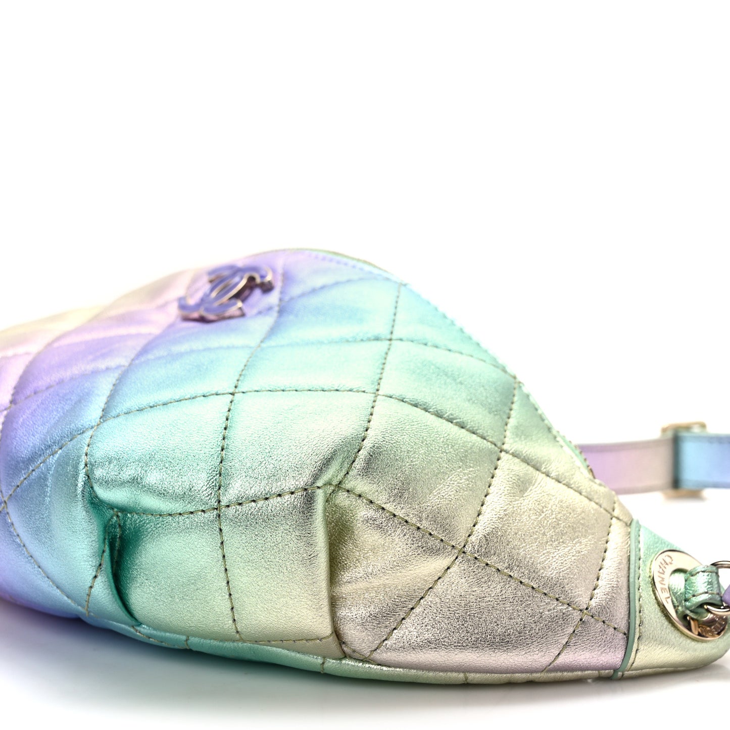 Gradient Metallic Lambskin Quilted Walking Mood Waist Bag Fanny Pack Pink Purple Green