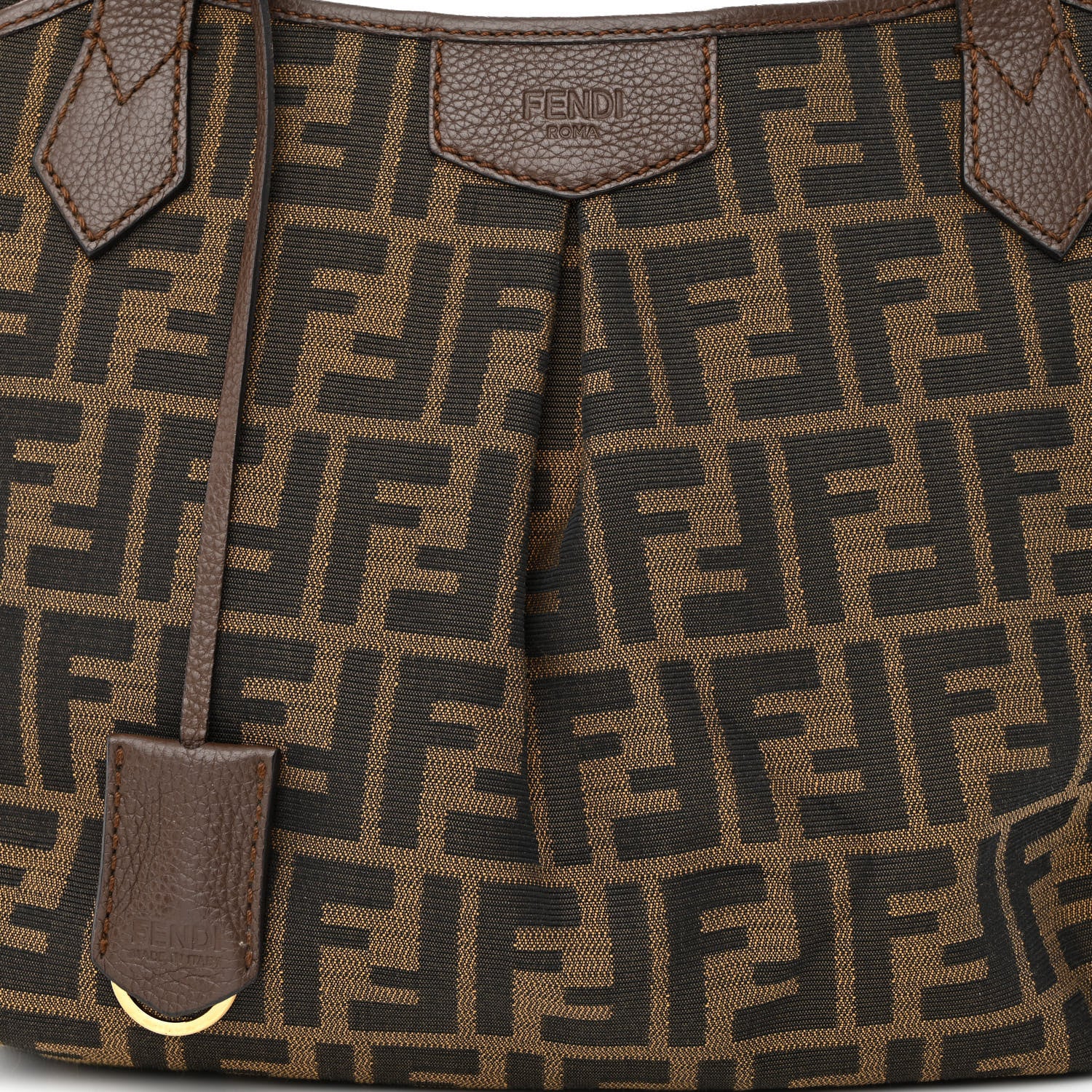 Fendi Zucca Vitello Artic Medium Shopping Tote Tobacco Castagna 8 of 12