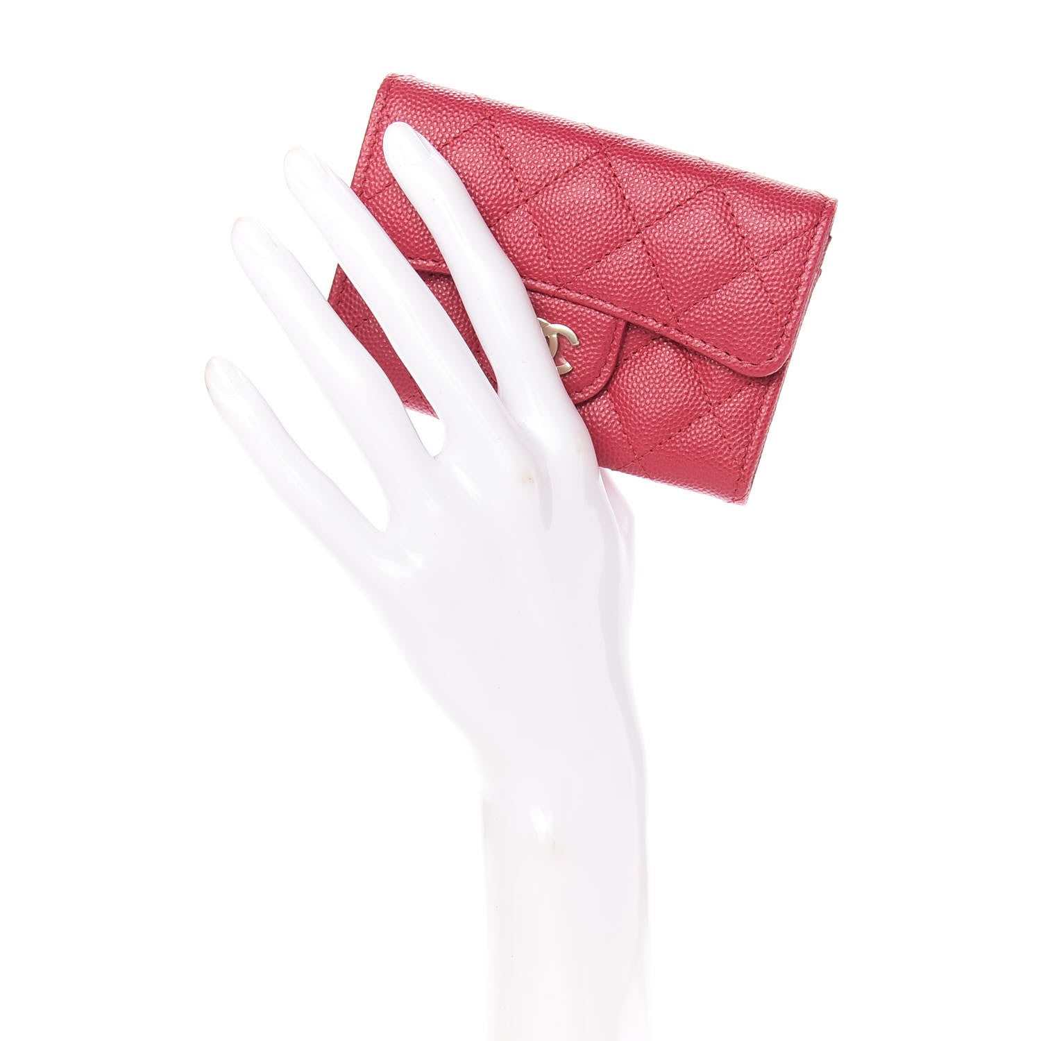 Chanel Caviar Quilted Flap Card Holder Wallet Dark Pink 2 of 11