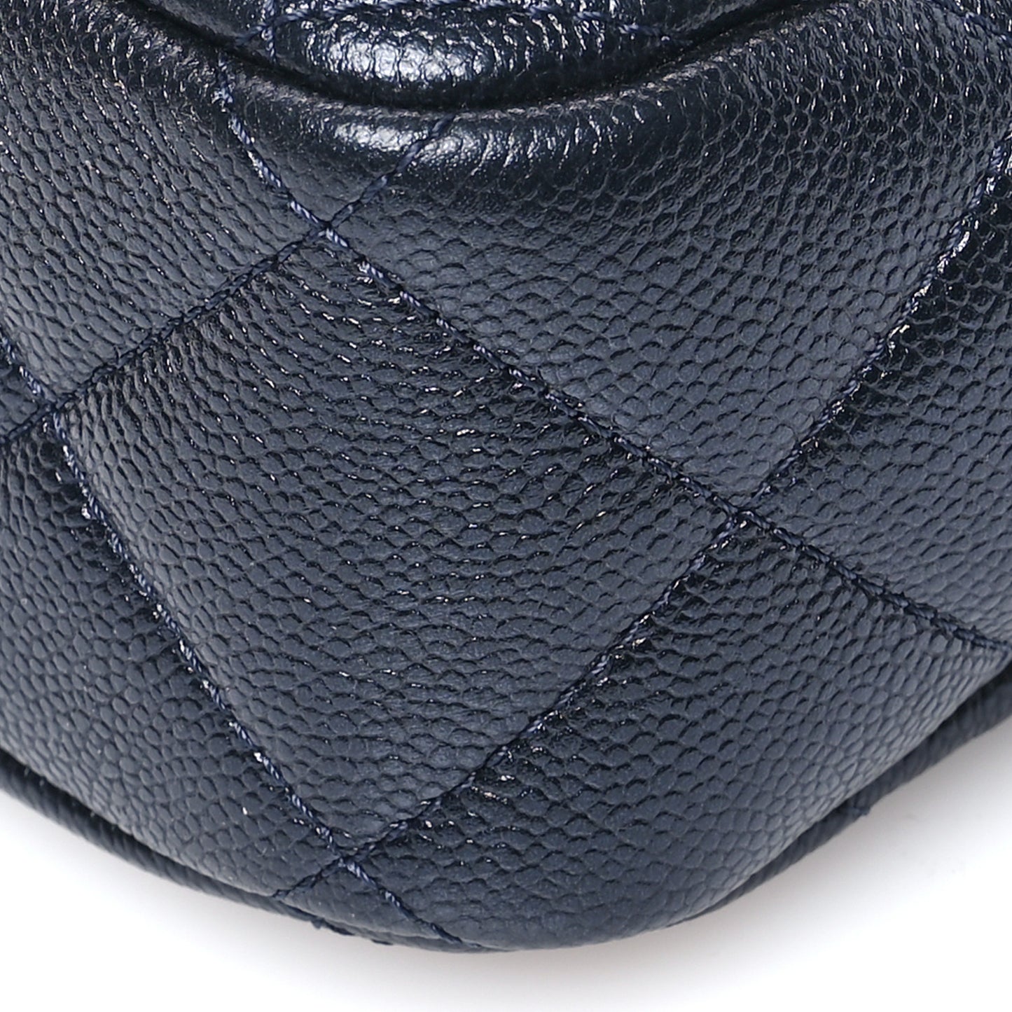 Iridescent Caviar Quilted Chain Melody Camera Bag Dark Blue