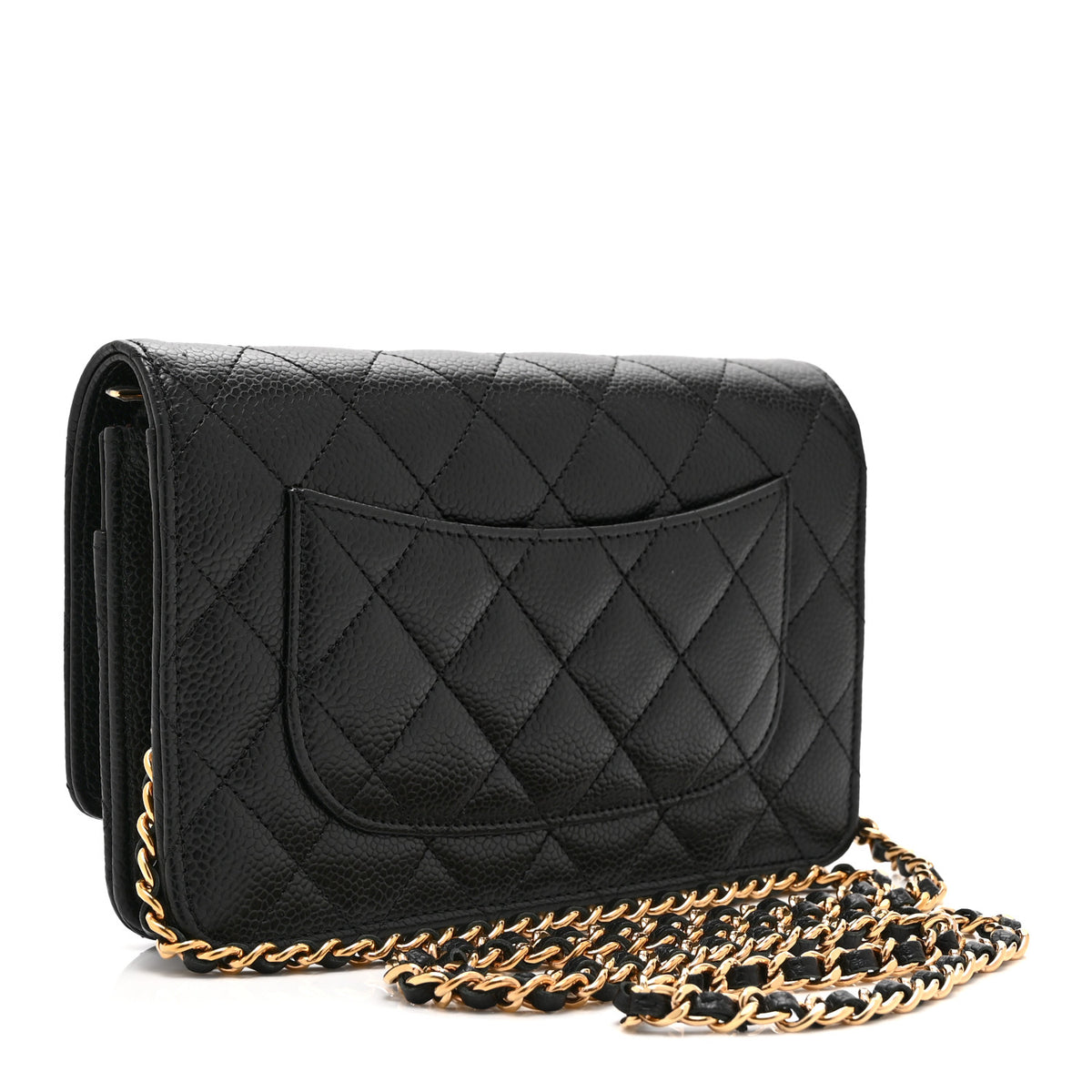 Caviar Quilted Wallet on Chain WOC Black