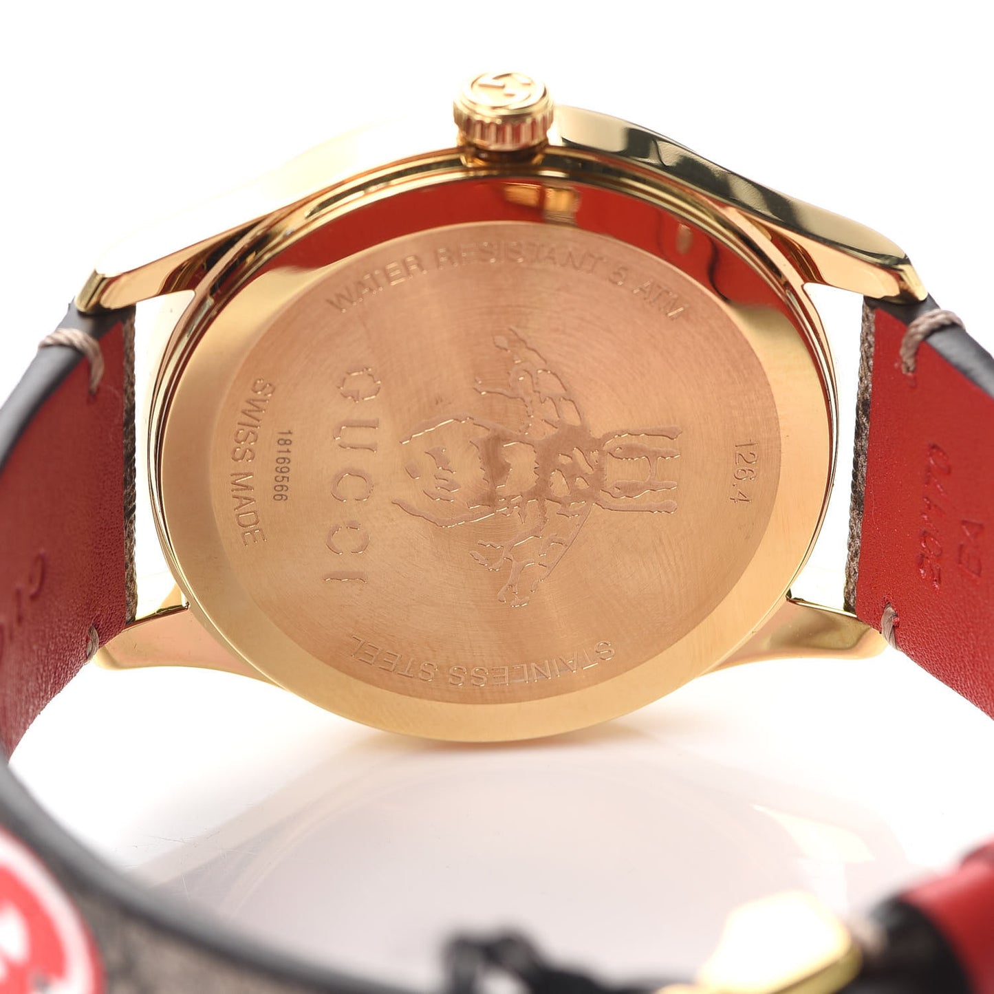 Stainless Steel Canvas 38mm G-Timeless Chinese Valentine's GG Apple Quartz Watch Brown