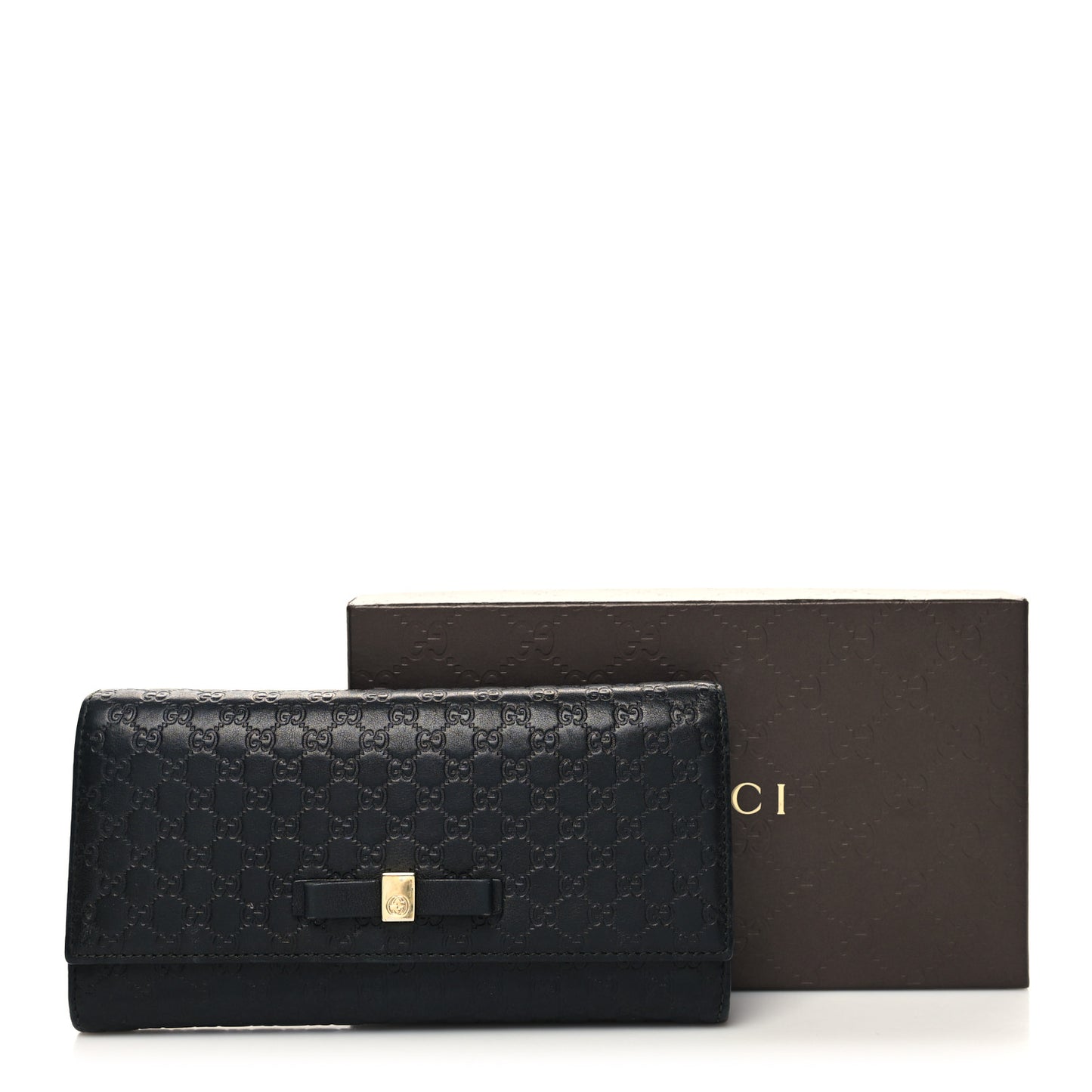 Microguccissima Bow Continental Wallet Black