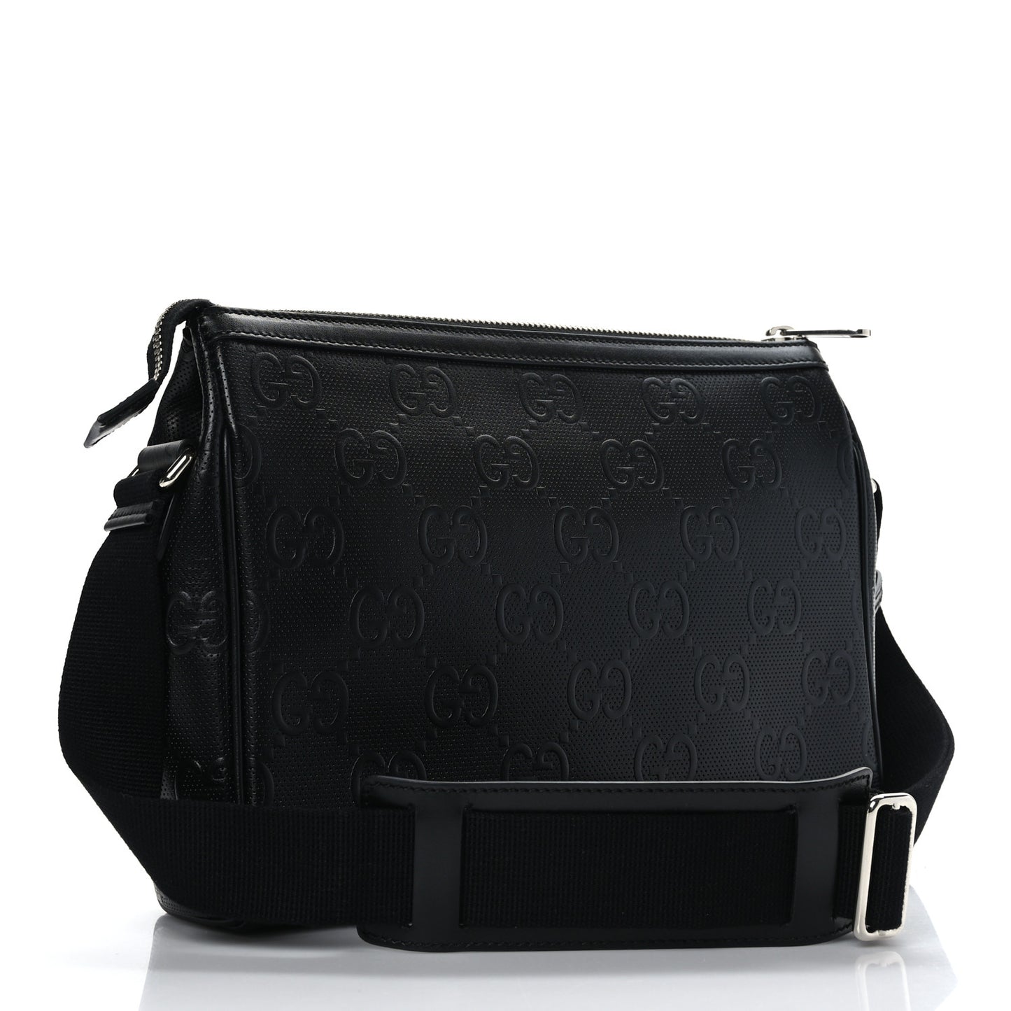 Calfskin GG Tennis Embossed Shoulder Bag Black