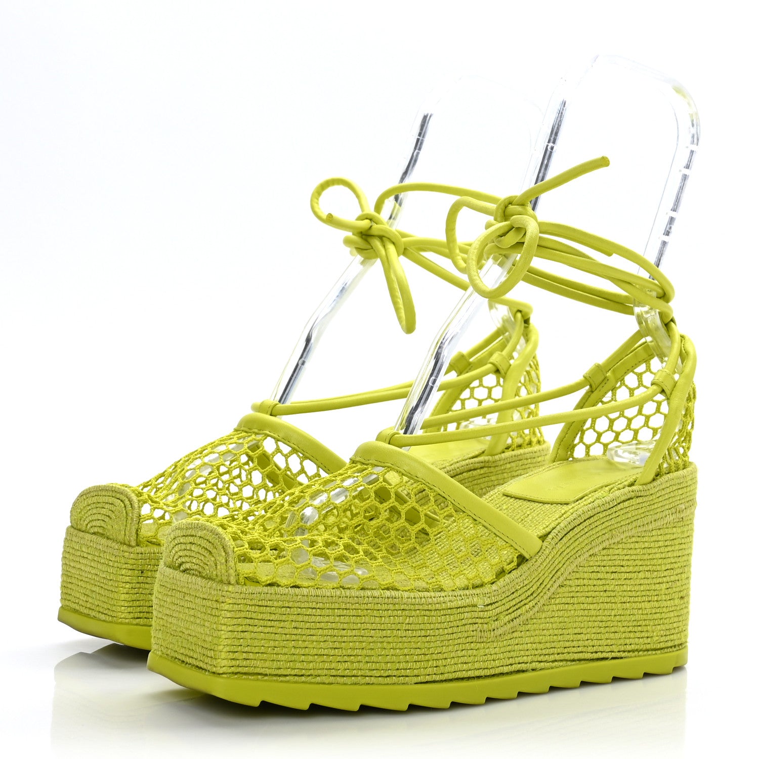 Bottega Veneta Mesh Lambskin Sporty Web Stretch Ankle Tie Espadrilles 38 Kiwi 3 of 8