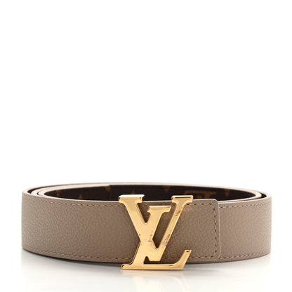 Louis Vuitton Calfskin Monogram 30mm LV Initiales Reversible Belt 80 32 Beige 2 of 9