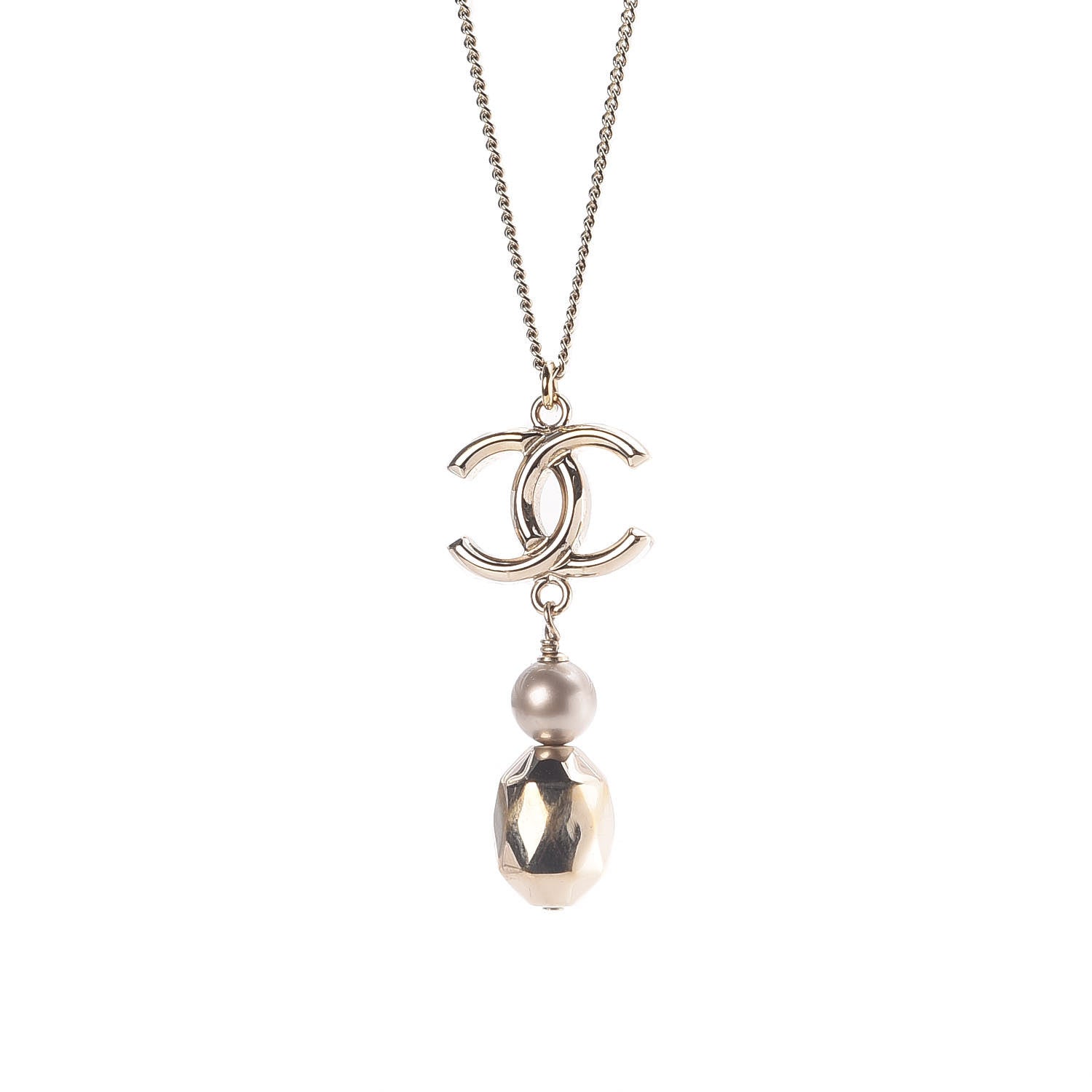 Chanel Pearl CC Drop Necklace Gold 4 of 6
