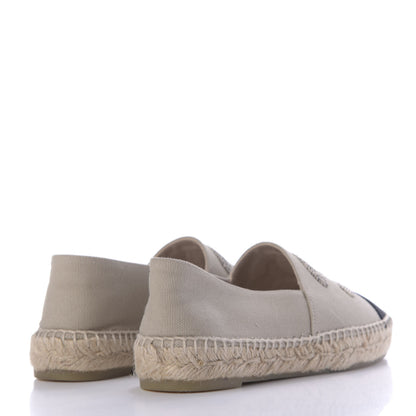 Chanel Canvas Grosgrain CC Espadrilles 35 Beige Black 4 of 11