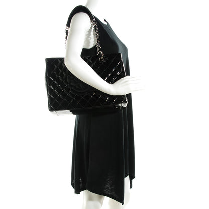 Chanel Patent Quilted Grand Shopping Tote GST Black 2 of 7