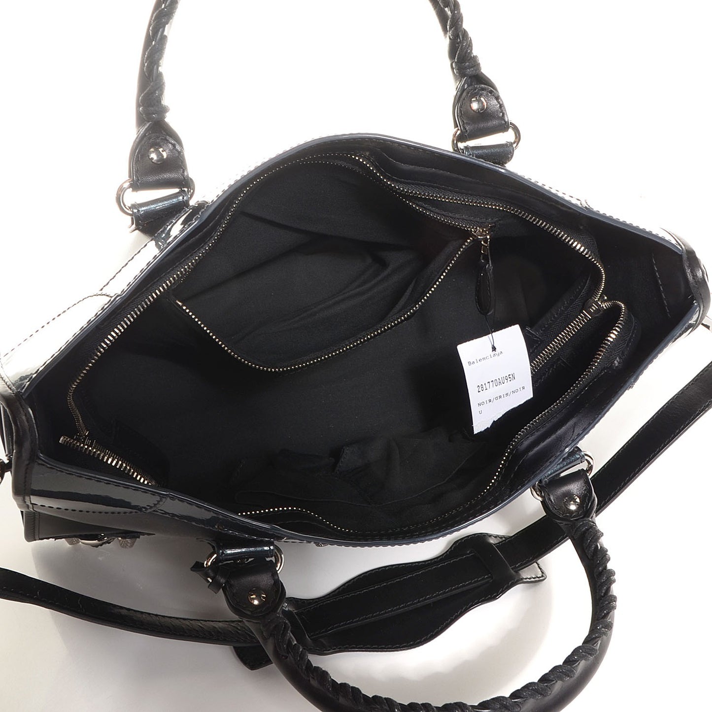 Smooth Calfskin Metallic Patent Giant 12 Silver Hardware City Black Gris