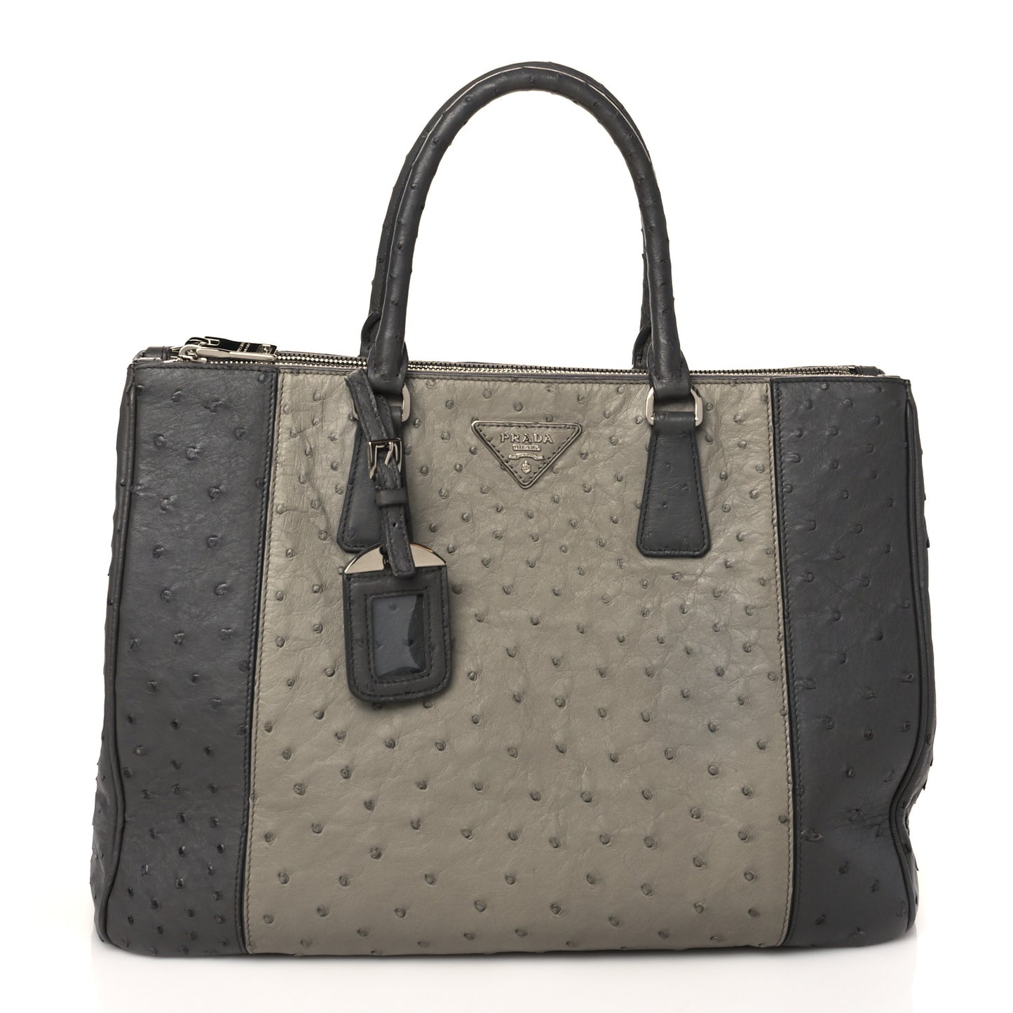 Ostrich Colorblock Medium Galleria Double Zip Tote Grey