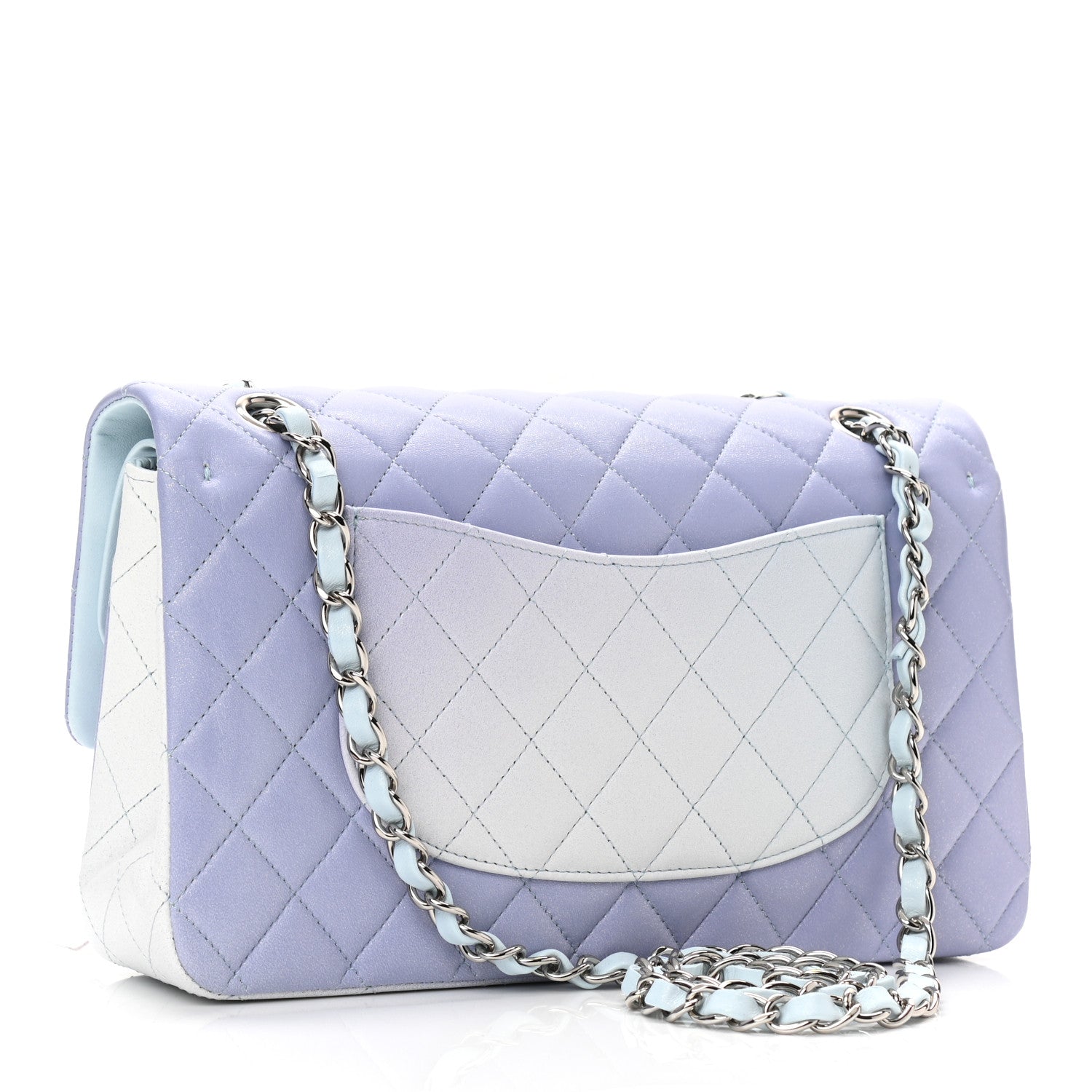 Chanel Perforated Lambskin Quilted Medium Double Flap Light Blue Light Purple White 3 of 9