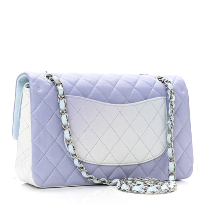 Chanel Perforated Lambskin Quilted Medium Double Flap Light Blue Light Purple White 3 of 9