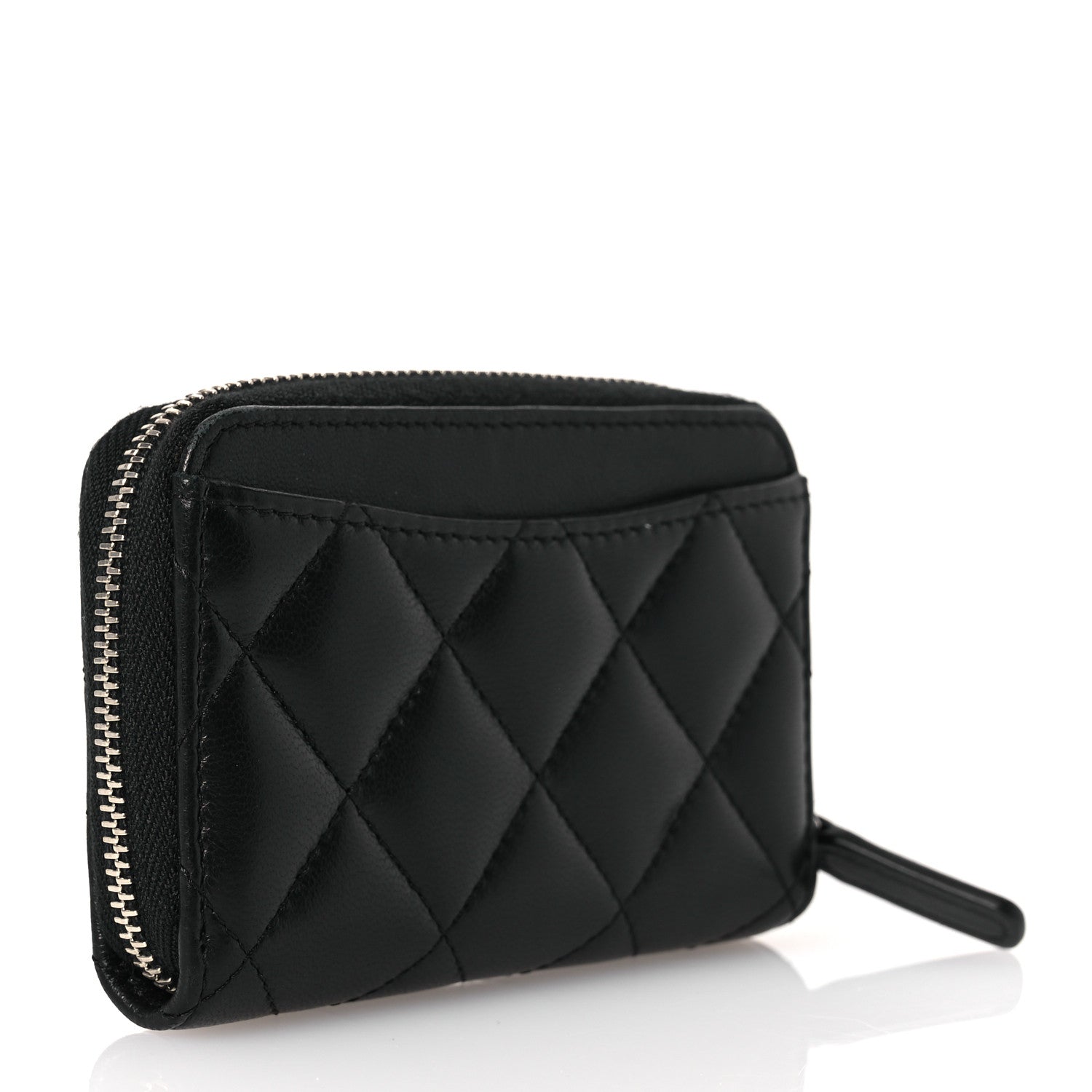 Chanel Lambskin Quilted Zip Coin Purse Black 3 of 11