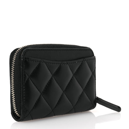 Chanel Lambskin Quilted Zip Coin Purse Black 3 of 11