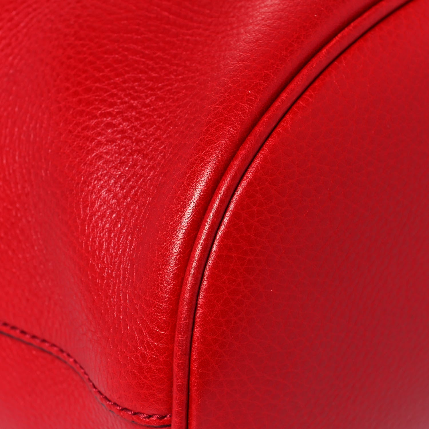 Gucci Pebbled Calfskin Small Soho Drawstring Backpack Tabasco Red 9 of 17