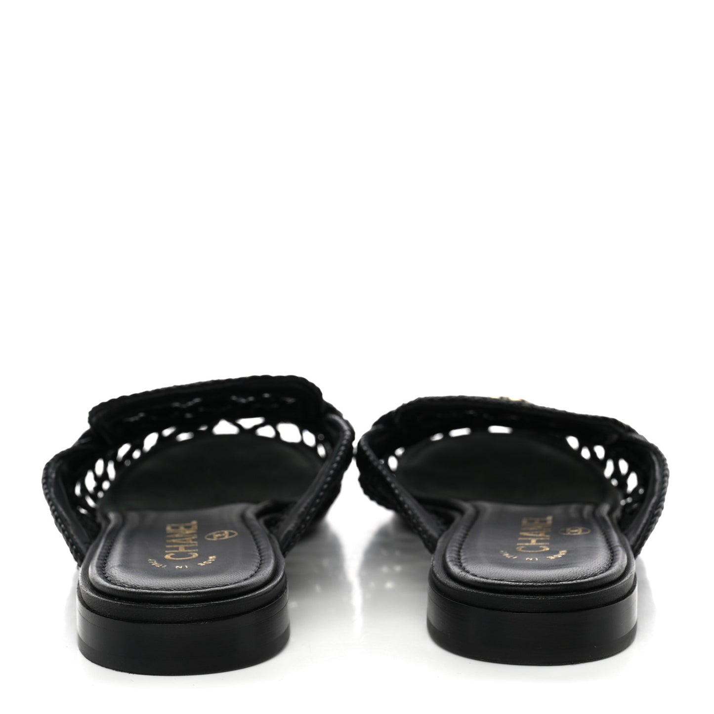 Braided Lambskin Mule Sandals 39 Black