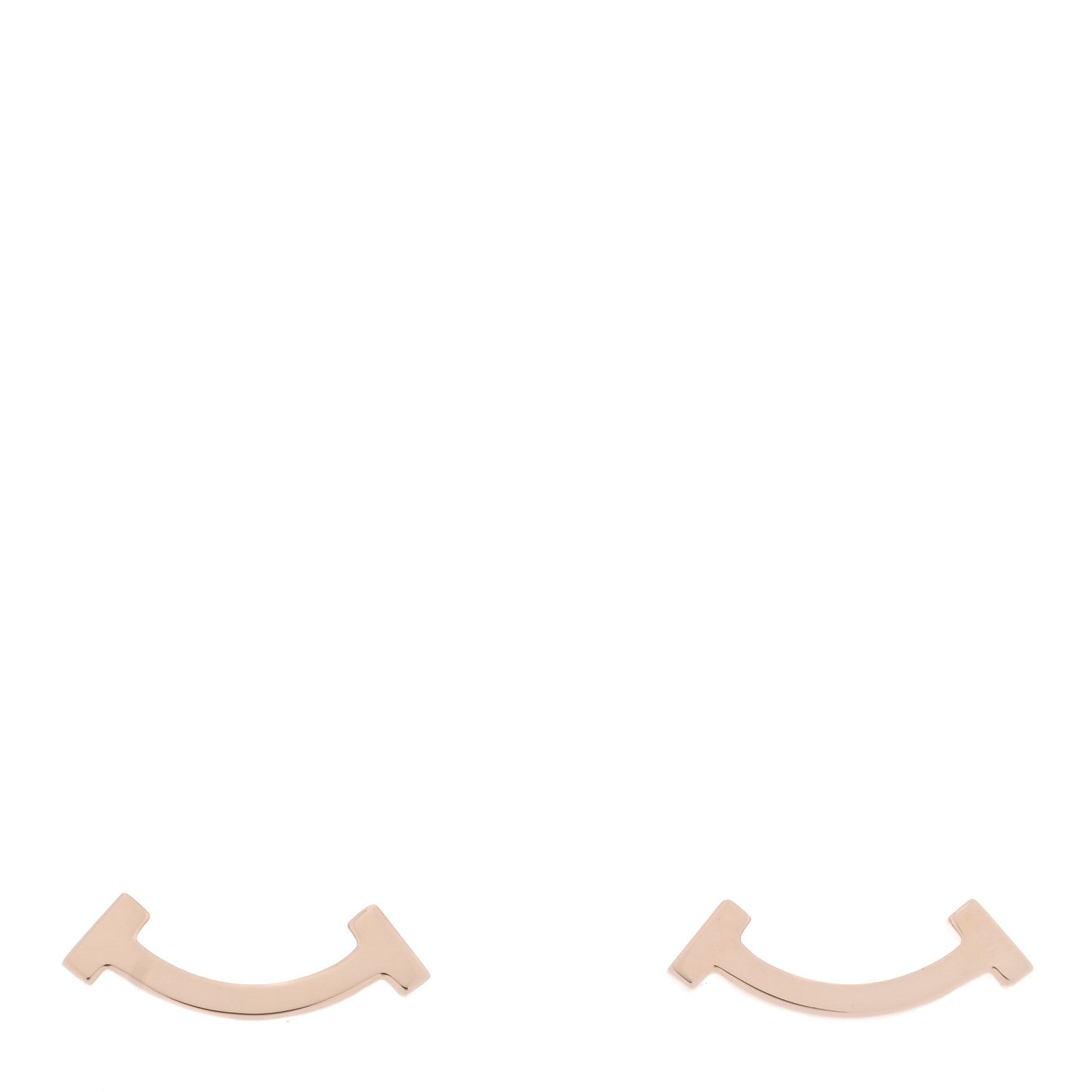 Tiffany 18K Rose Gold T Smile Stud Earrings 1 of 4