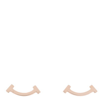 Tiffany 18K Rose Gold T Smile Stud Earrings 1 of 4