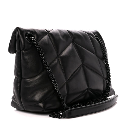 Saint Laurent Lambskin Quilted Monogram Monochrome Small Loulou Puffer Chain Satchel Black 3 of 11